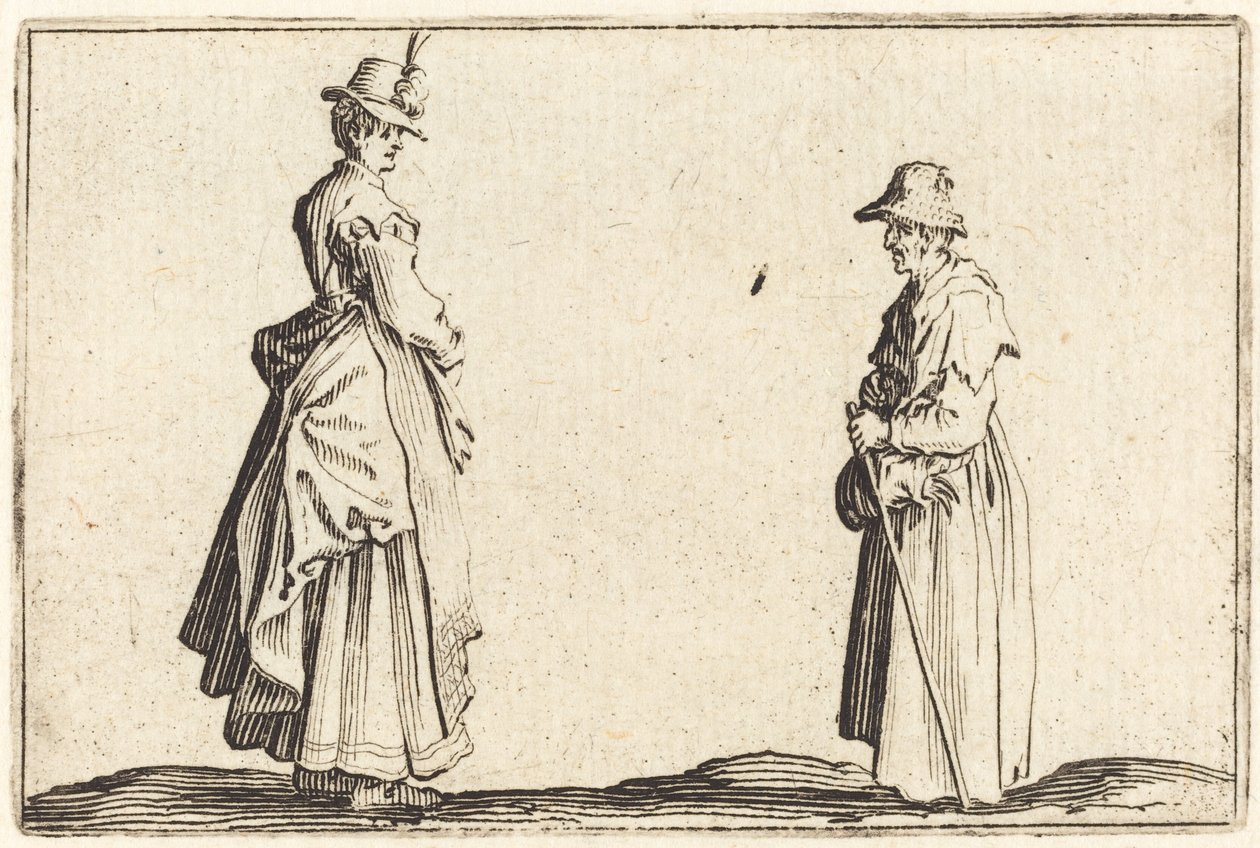 Two Women in Profile by Jacques Callot