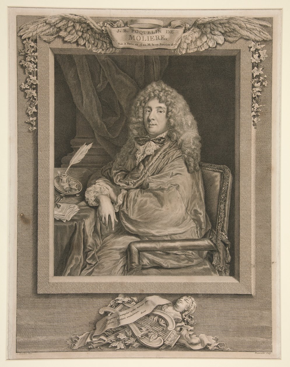 Portrait of Molière by Jacques Firmin Beauvarlet