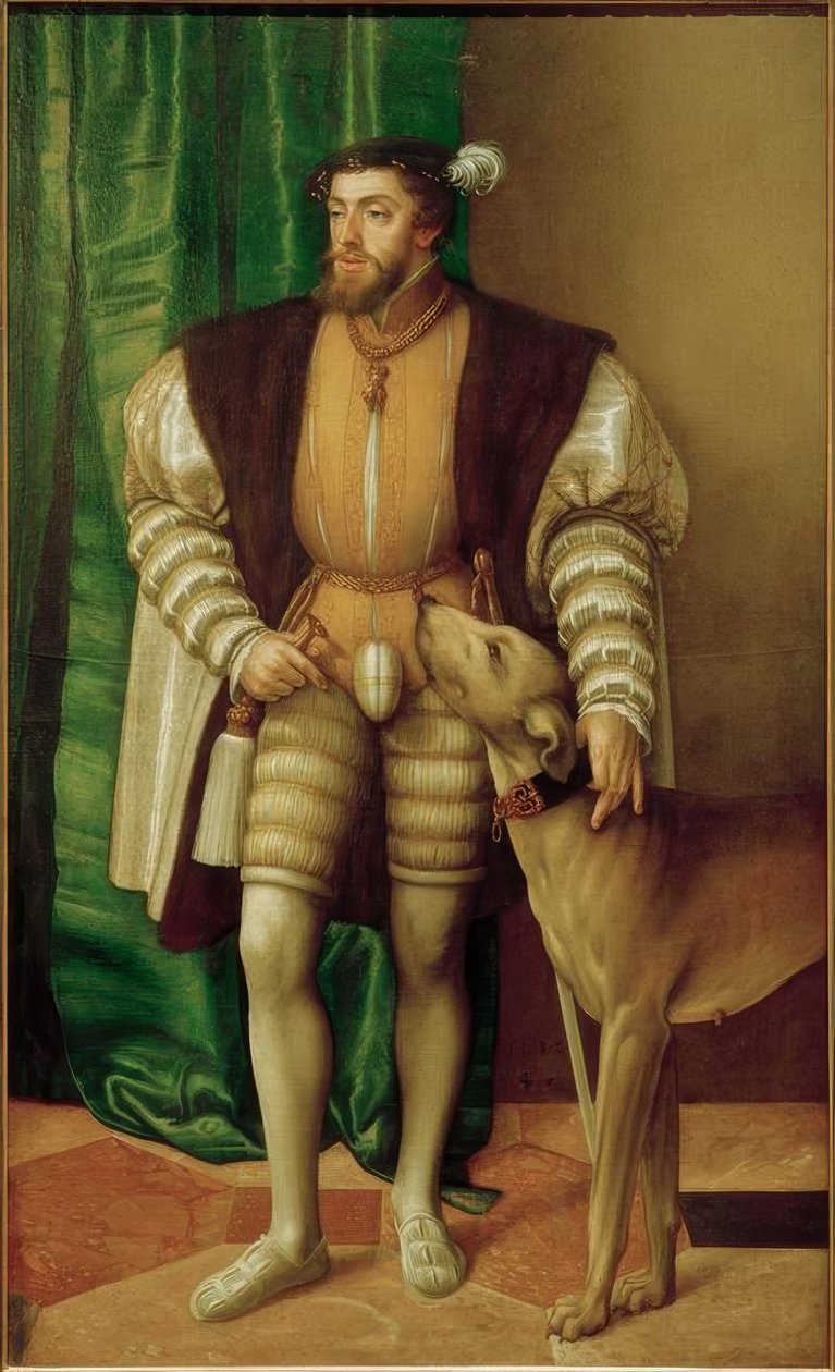Emperor Charles V with His Ulm Mastiff by Jakob Seisenegger