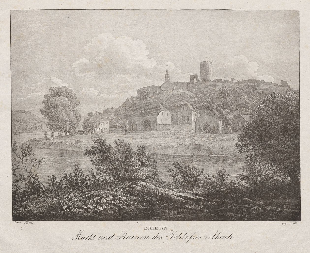 Bavaria, Market and Ruins of Abach Castle by Jakob Alt