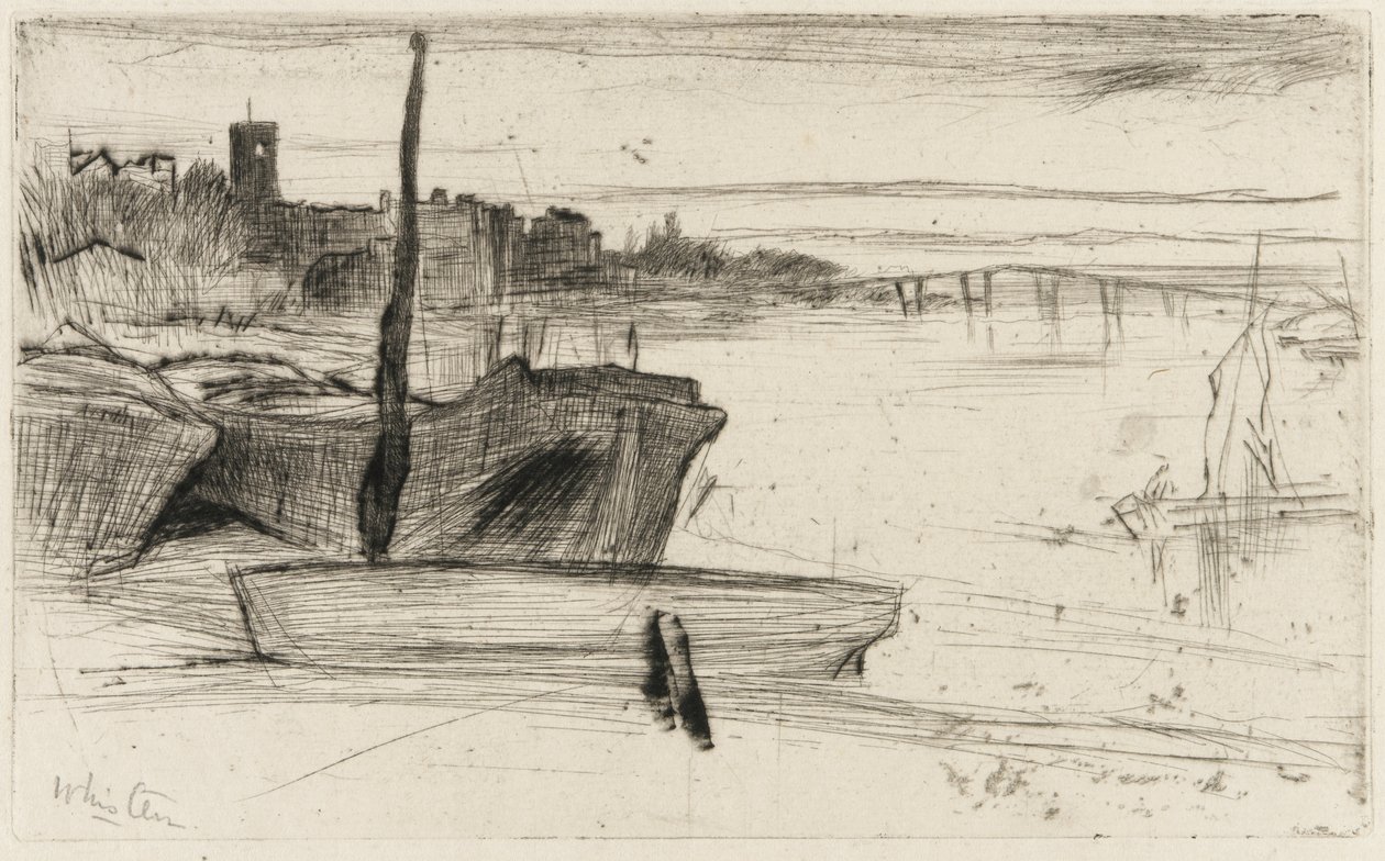 Chelsea Bridge and Church by James Abbott McNeill Whistler