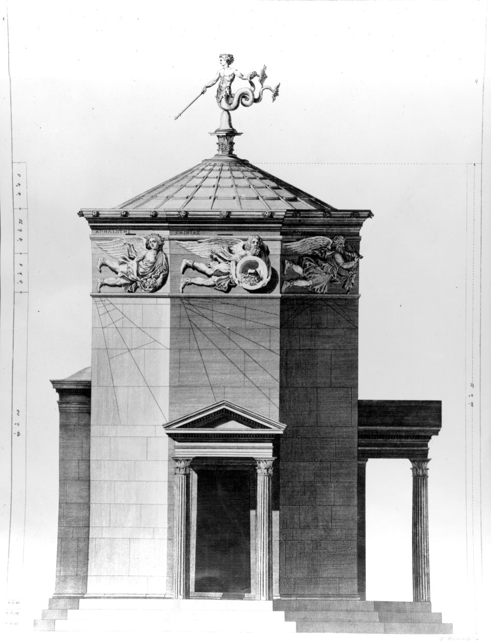 A Reconstruction of The Tower of Winds in the Roman Agora in Athens, Engraved in 1762 by James Basire