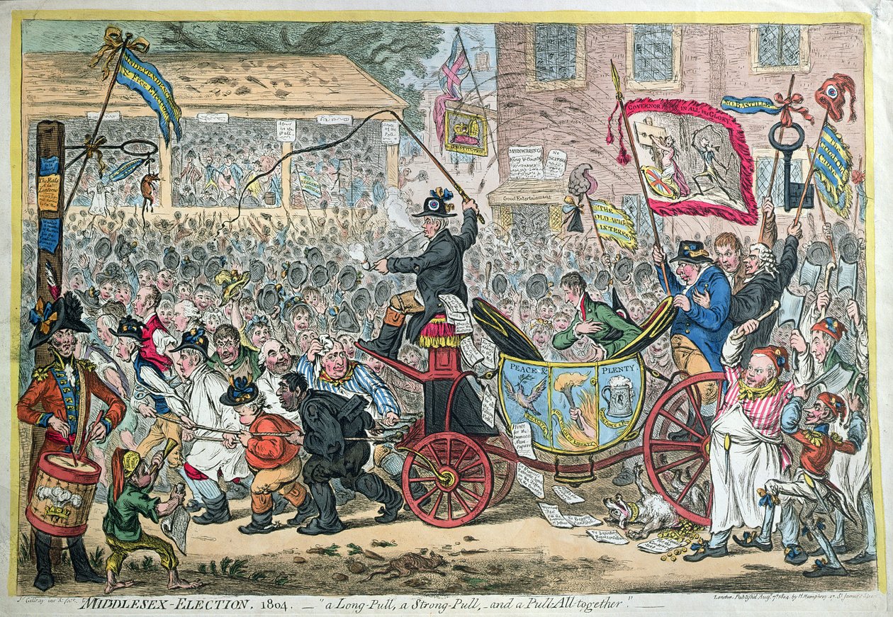 Middlesex Election, 1804, or A Long Pull, a Strong Pull, and a Pull Alltogether, published by Hannah Humphrey in 1804 by James Gillray