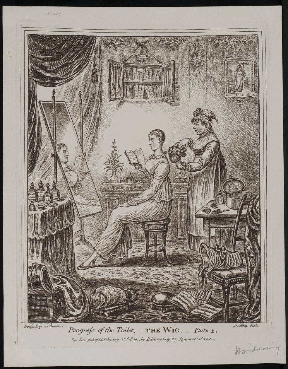 Progress of the Toilet – The Wig by James Gillray