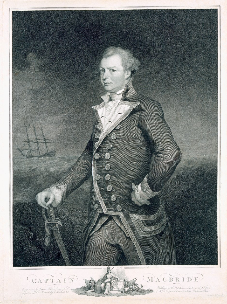 Portrait of Admiral John Macbride (d.1800) engraved by James Fittler (1758-1835) 1792 by James Northcote