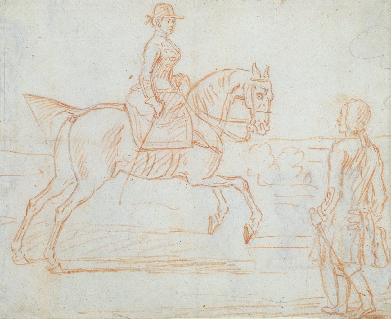 A Lady Riding Side-Saddle Turns to Look at a Dismounted Rider by James Seymour