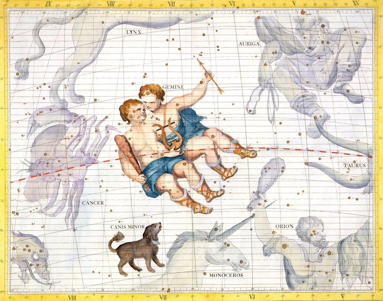 Constellation of Gemini with Canis Minor, plate 13 from 