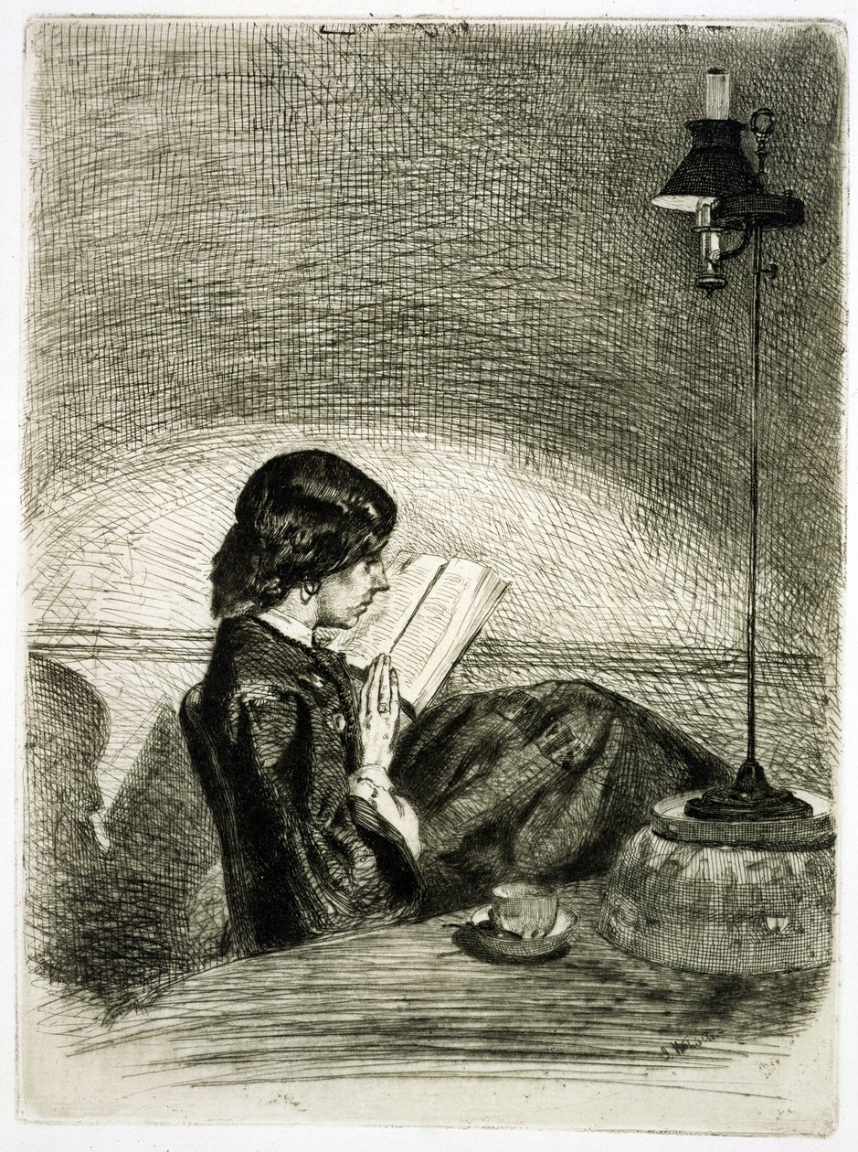 Reading by Lamplight by James Abbott McNeill Whistler