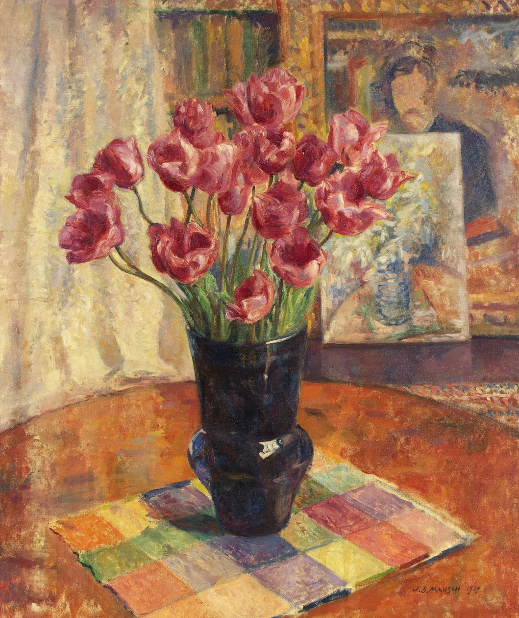 Tulips in a Blue Bowl by James Bolivar Manson