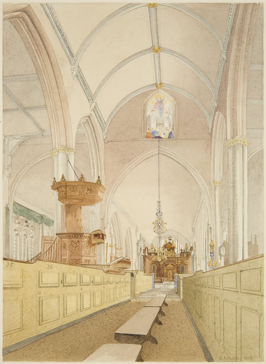 Interior of Temple Church, looking East by James Johnson