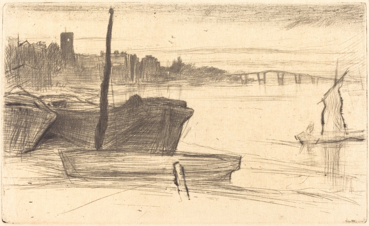 Chelsea Bridge and Church by James Abbott McNeill Whistler