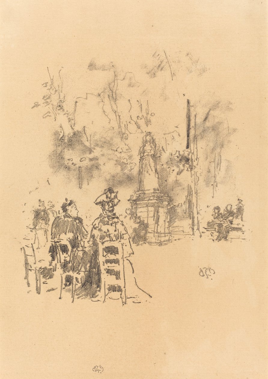 Conversation Under the Statue, Luxembourg Gardens by James Abbott McNeill Whistler