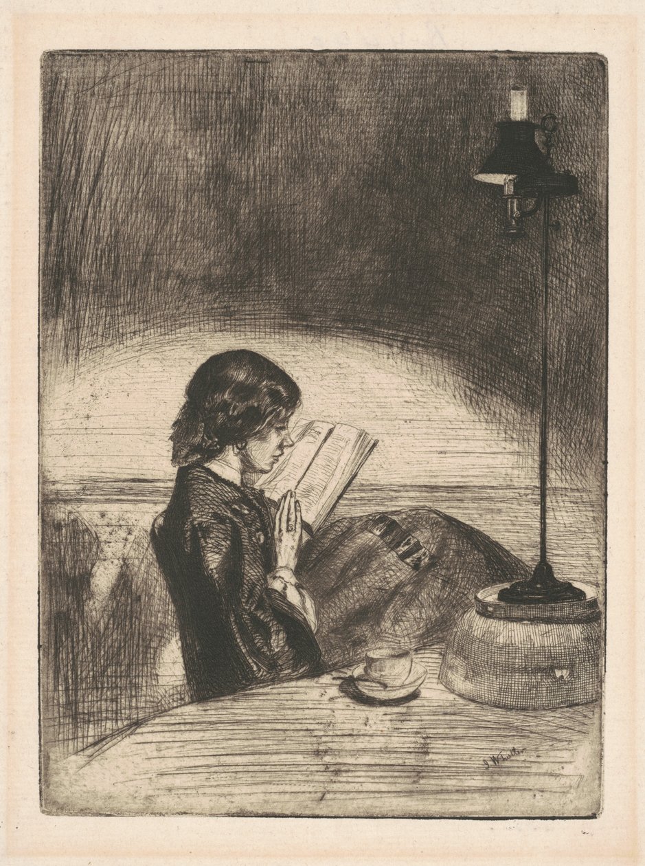 Reading by Lamplight by James Abbott McNeill Whistler