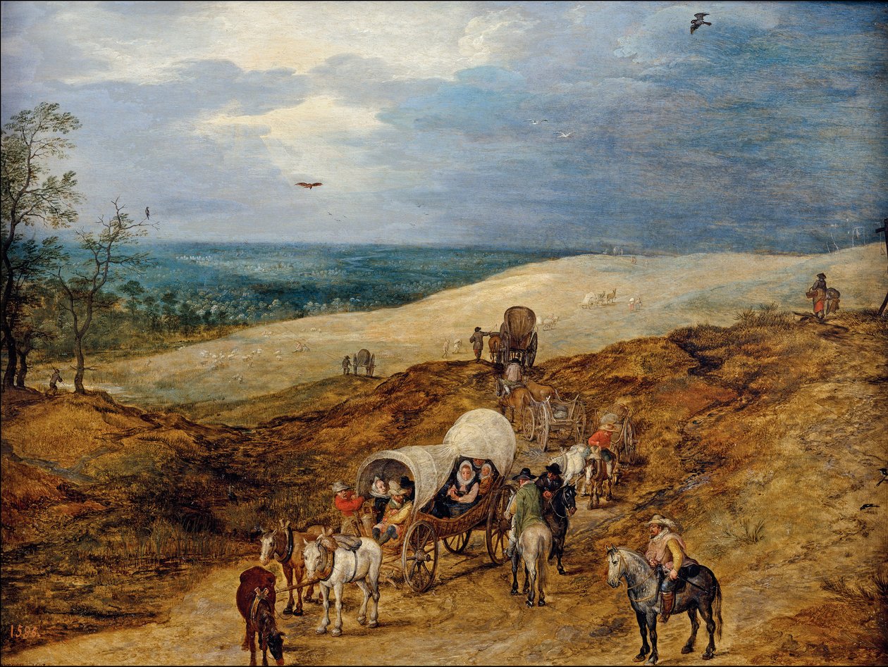 Landscape with Wagons by Jan the Elder Brueghel