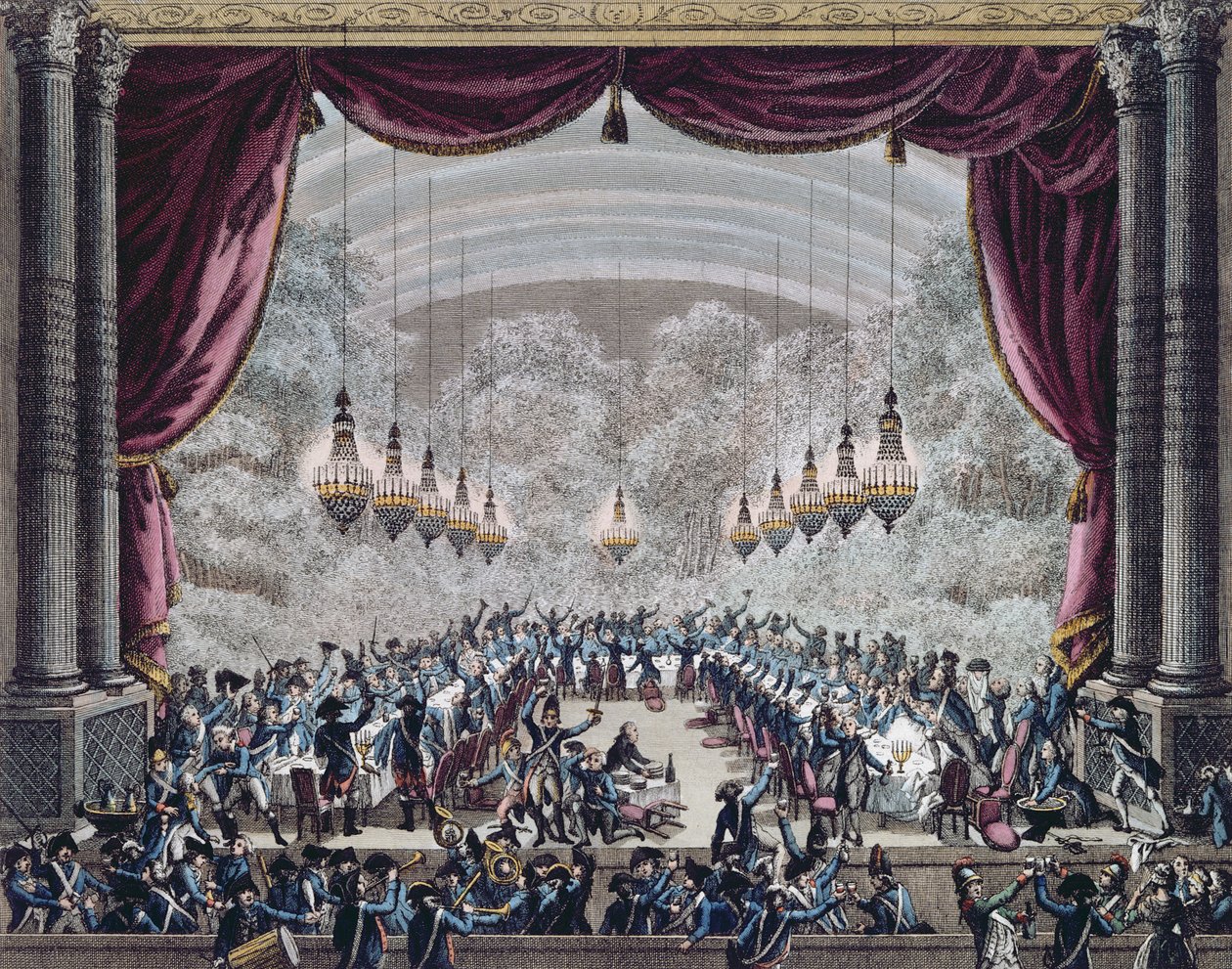 Banquet hosted by the officers of the French Gardes du Corps for the officers of the Flanders Regiment, 31st September 1789, late 18th century by Jan Bulthuis
