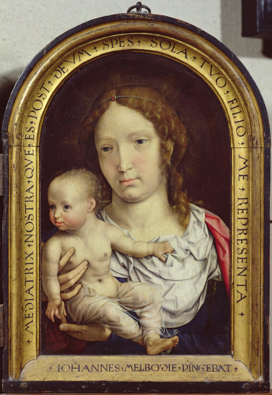 The Carondelet Diptych: Right Hand Panel Depicting the Virgin and Child by Jan Gossaert