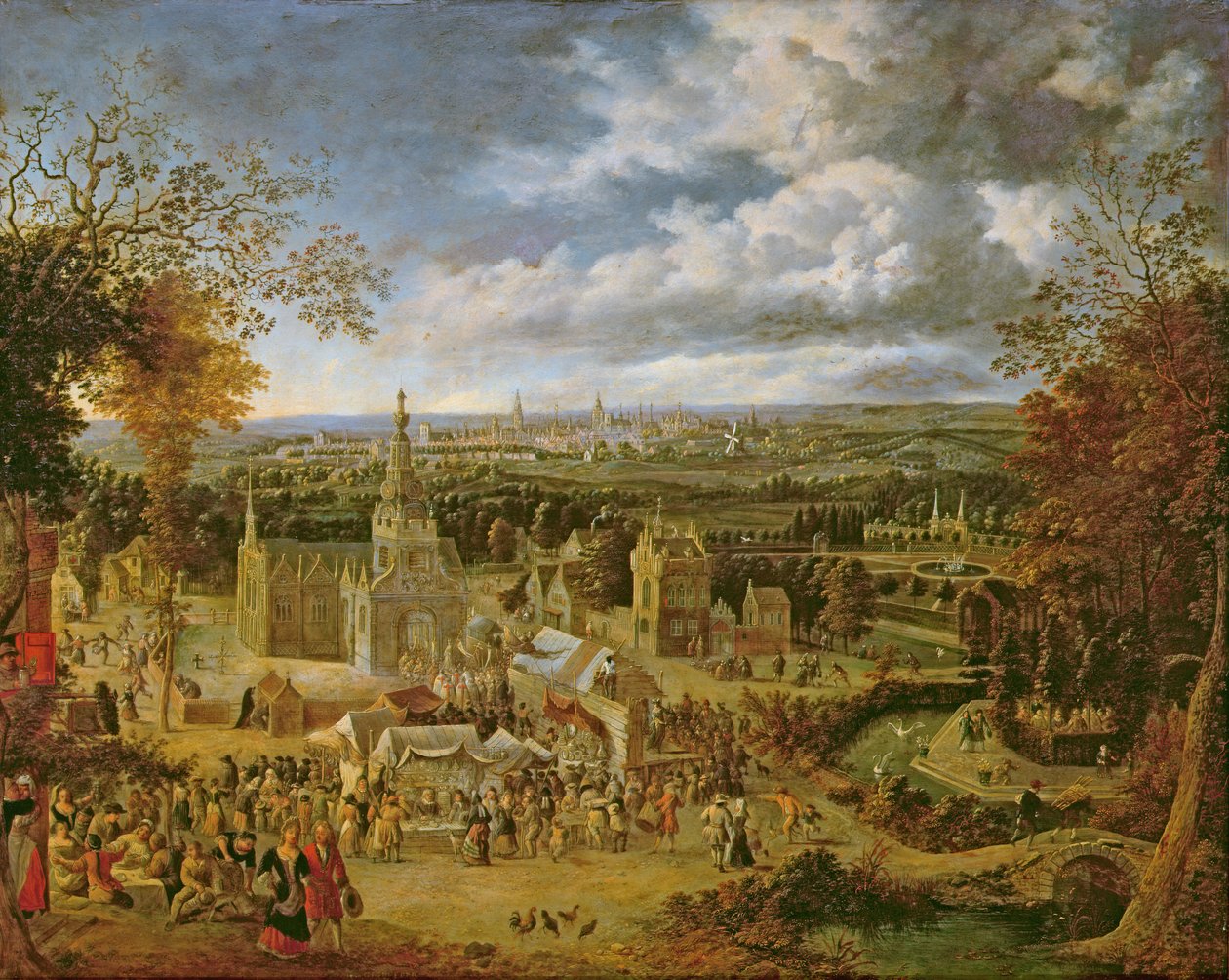 A Fete and View of a City by Jan Griffier