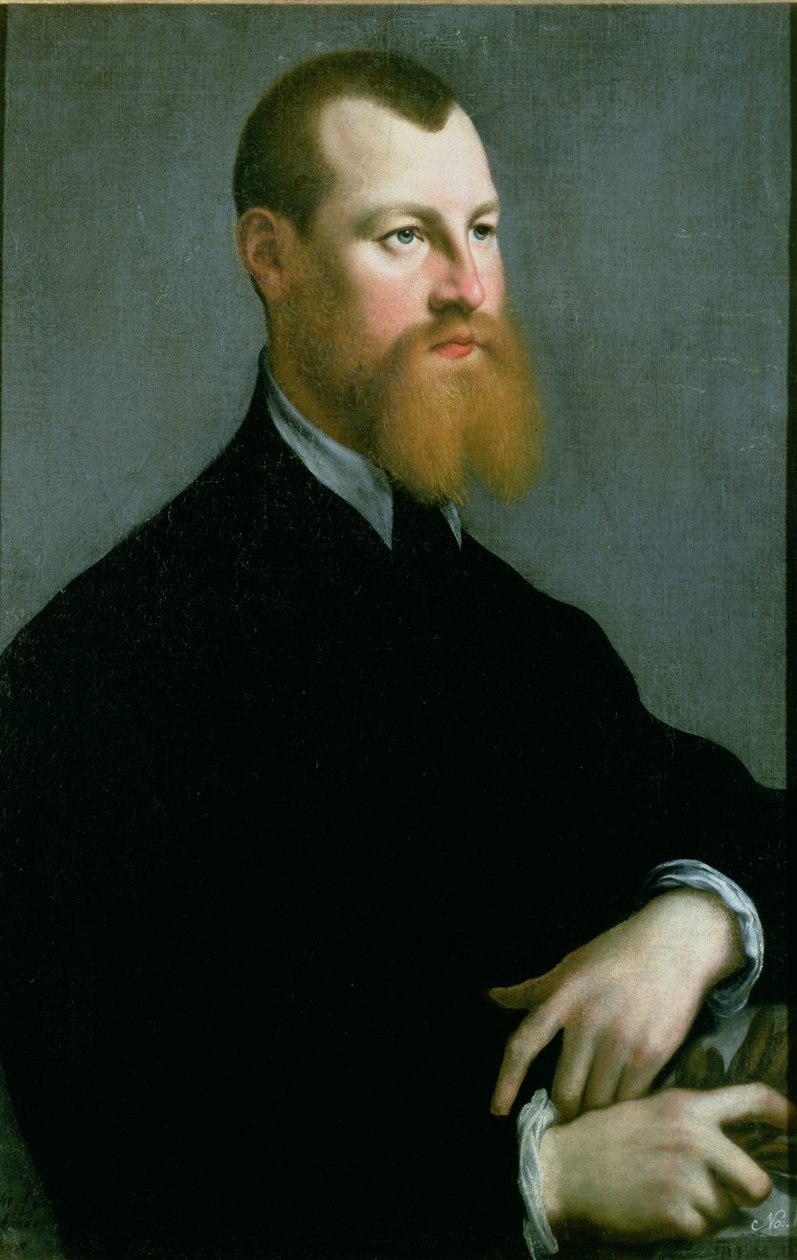 Portrait of a man with a ginger beard by Jan Stephen van Calcar