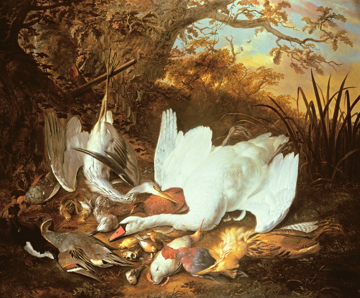 Still Life of Swan and Game in a Landscape by Jan de Wit