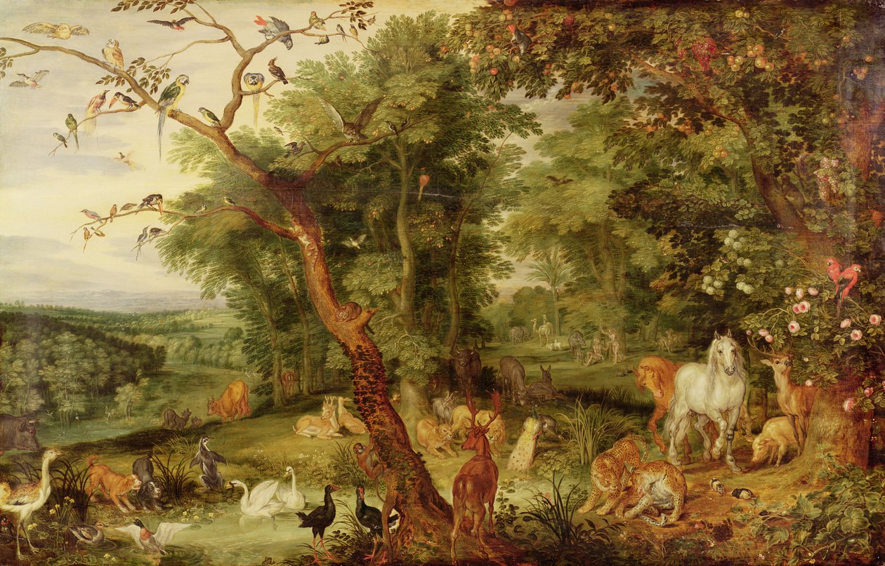 The Garden of Eden; in the background The Temptation by Jan the Elder Brueghel