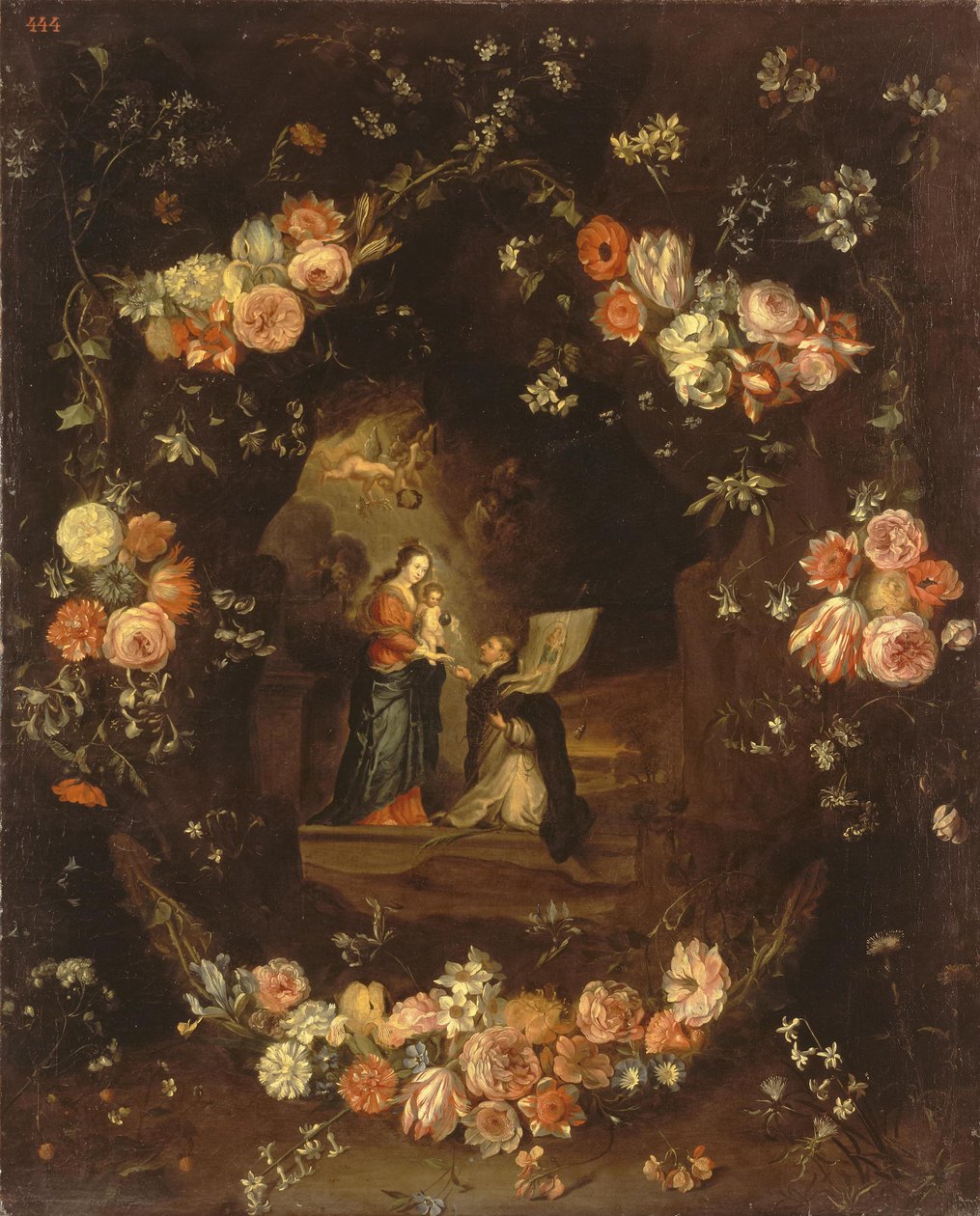 Madonna with the Child and Saint Ildephonsus Framed with a Garland of Flowers by Jan van Kessel the Elder