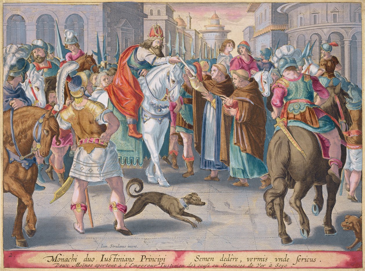 Two Monks Present Silkworms Smuggled from China to the Emperor Justinian, plate 2 from 