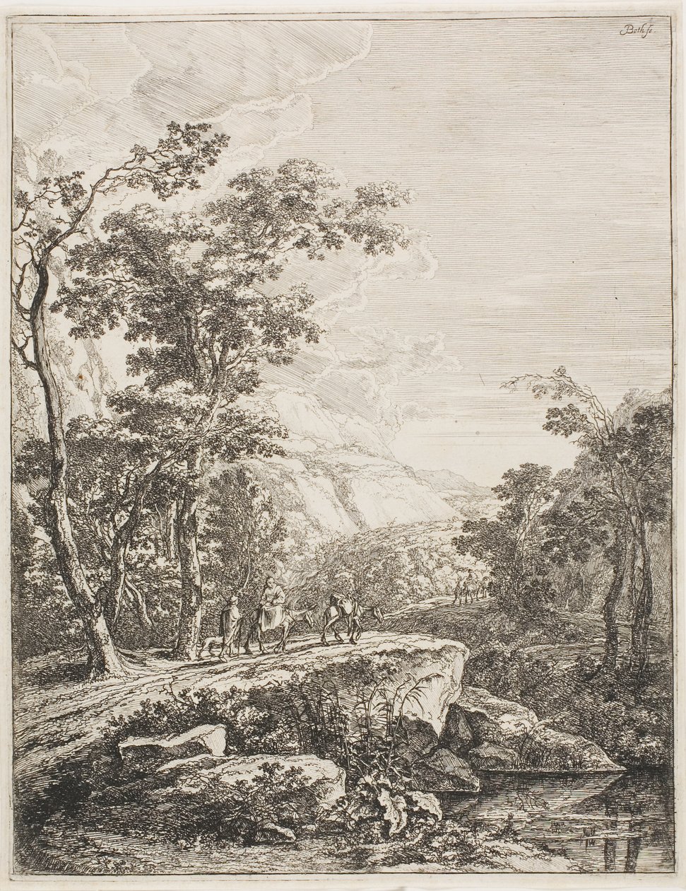 Upright Italian Landscapes: Woman on a Mule by Jan Both