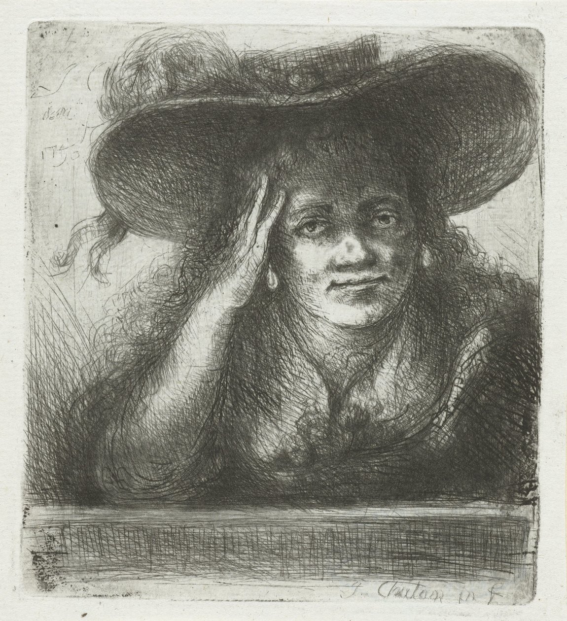 Woman with Large Round Hat by Jan Chalon