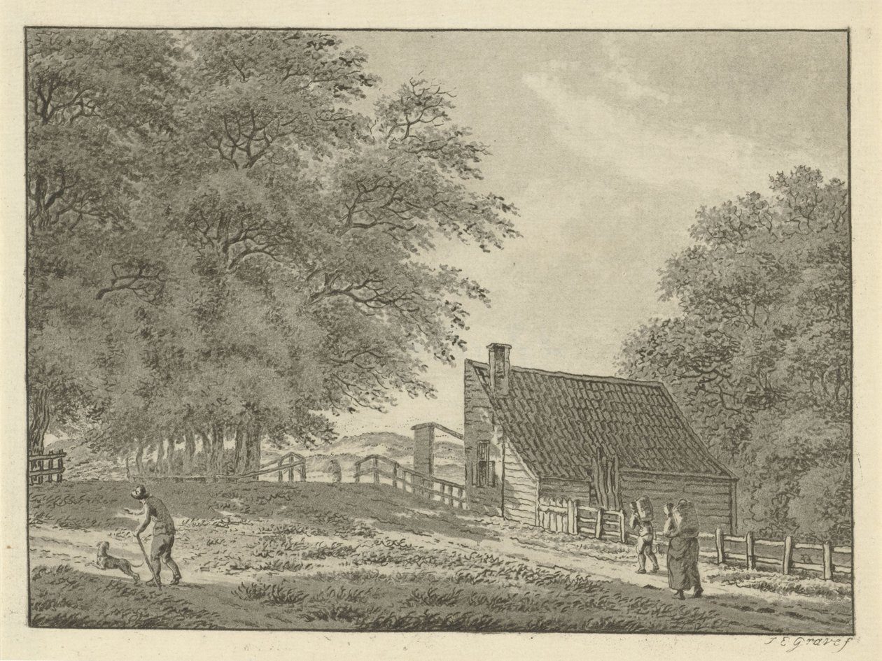 Landscape near Overveen with Walkers by Jan Evert Grave