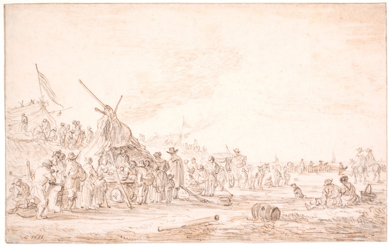 Coastal Landscape with a Stranded Whale by Jan Josefsz van Goyen