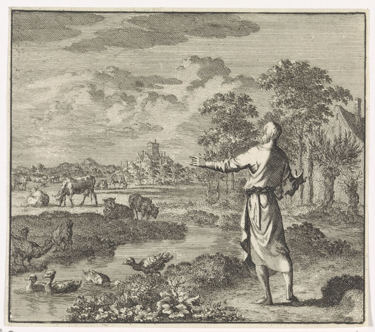 Emblem: Meadow (Landscape with Meadow) by Jan Luyken