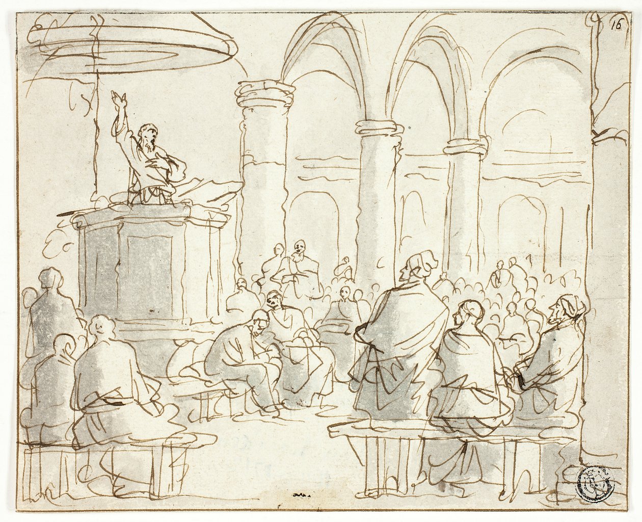 Man Preaching to Congregation by Jan Luyken
