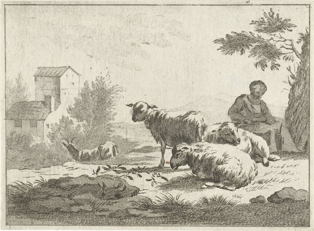 Shepherdess with Flock of Sheep by Jan Matthias Cok