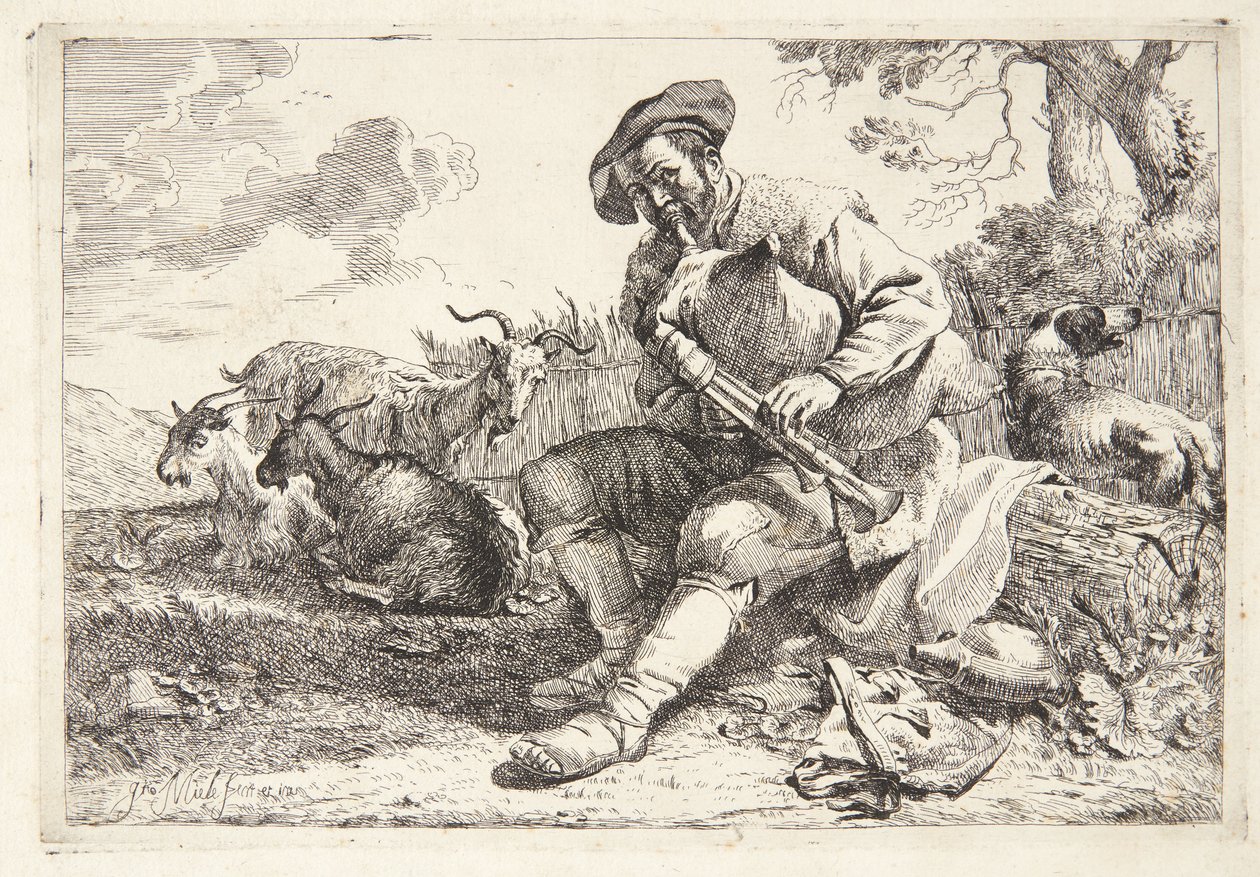 Shepherd with a Bagpipe by Jan Miel