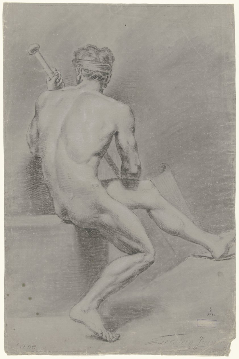 Seated Male Nude, Turned to the Left by Jan Tersteeg (possibly)