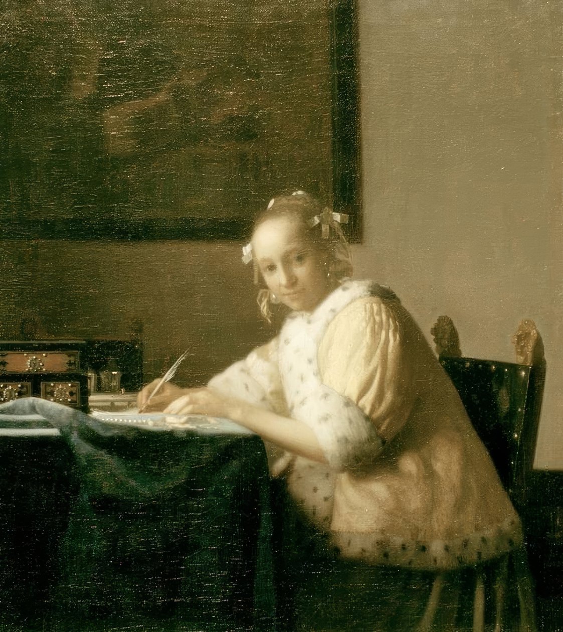 Letter Writer in Yellow by Jan Vermeer van Delft