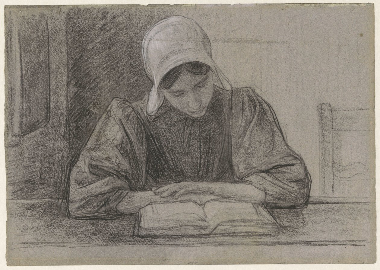 Reading Girl with Cap by Jan Veth