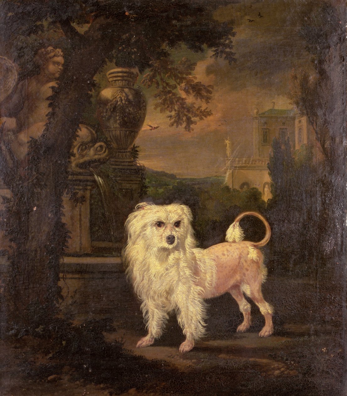 A Lowchen by a Fountain by Jan Wyck