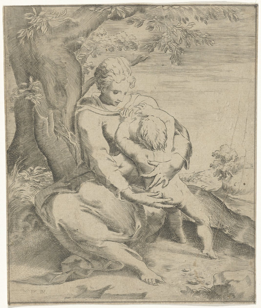 Mother and Child Under a Tree by Jan de Hoey
