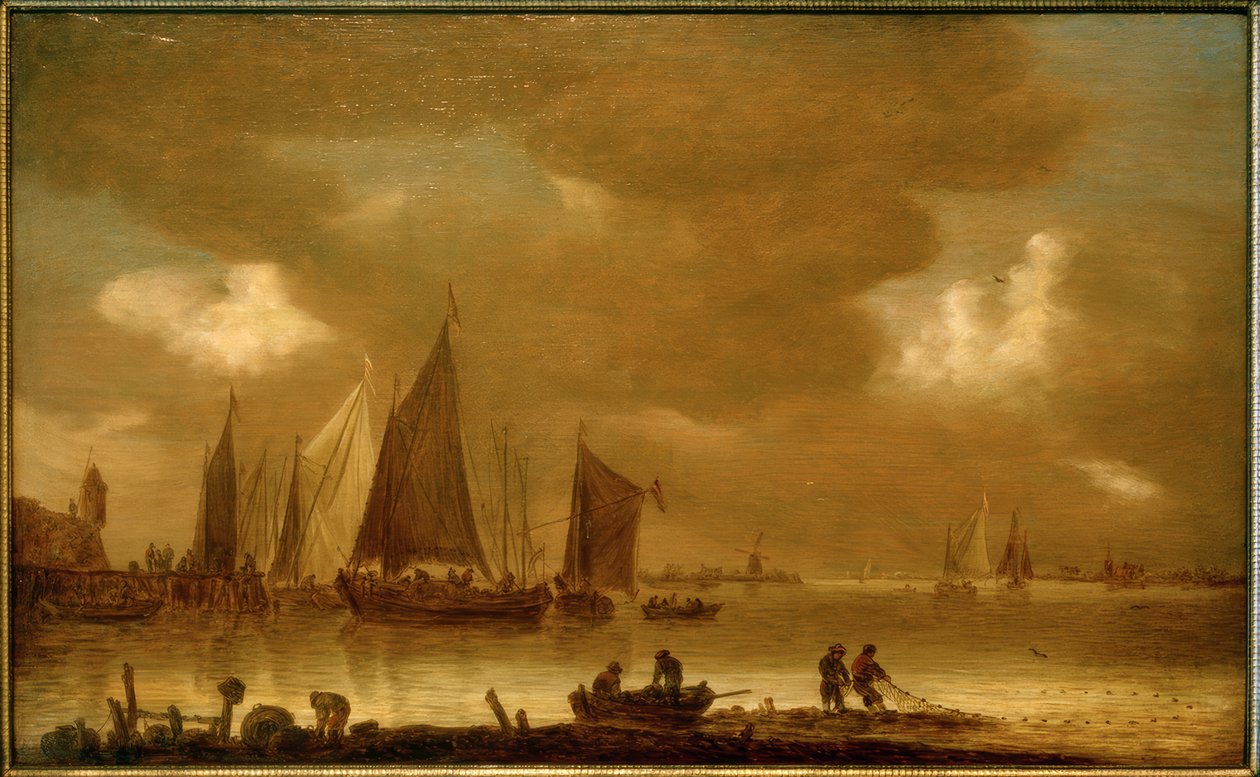 Bringing in the Fish Catch at Dusk by Jan van Goyen
