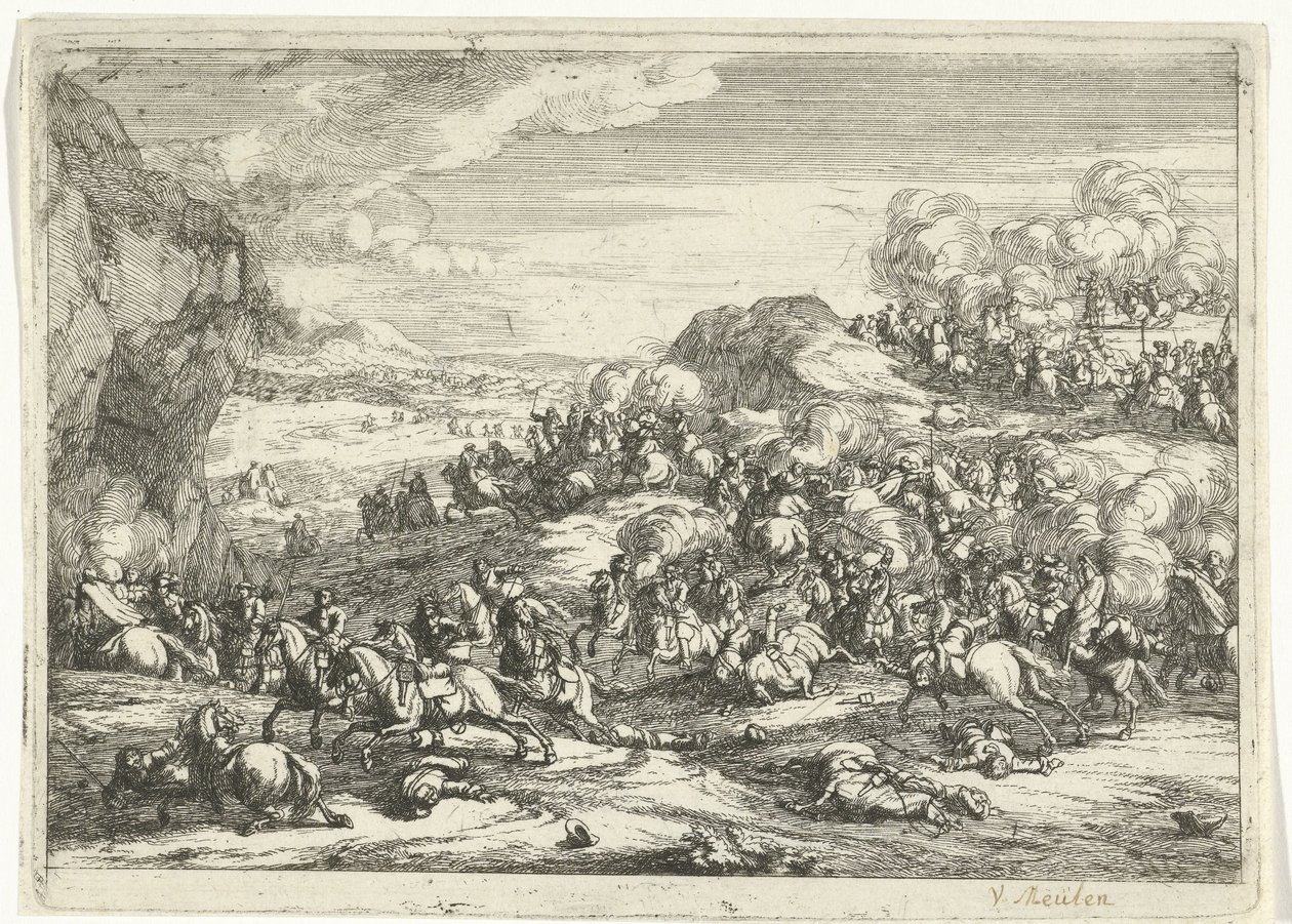 Landscape with Cavalry Battle (Landscapes) by Jan van Huchtenburg