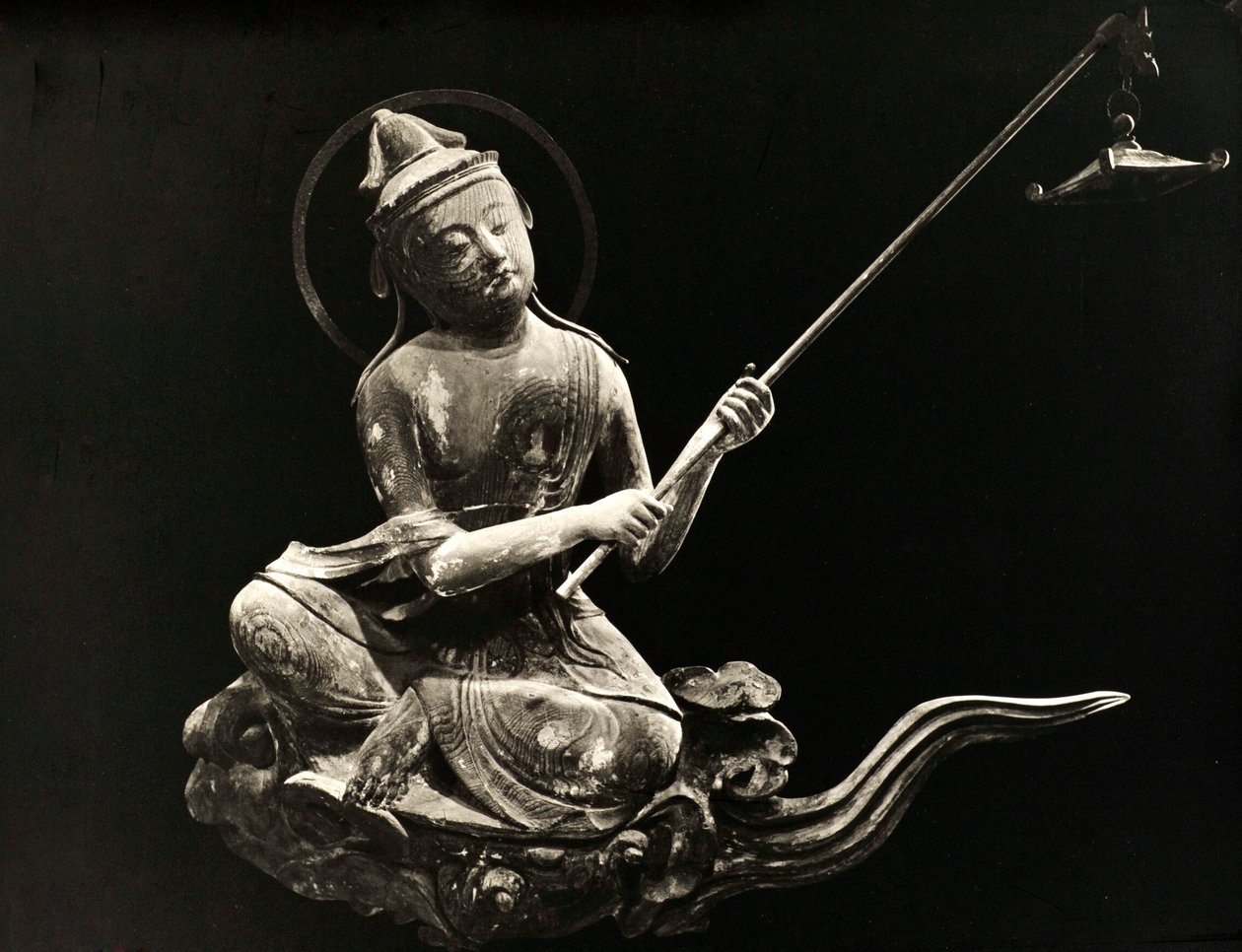 Bosatsu playing musical instrument, from the 11th century, Late Heian Period, Byodo-In, Kyoto, 1950 by Japanese Photographer