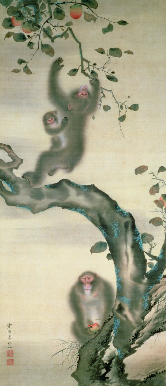 Family of Monkeys in a Tree by Japanese School