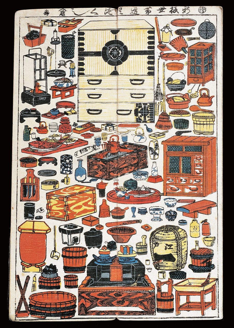 Furniture and objects used in theatre by Japanese School