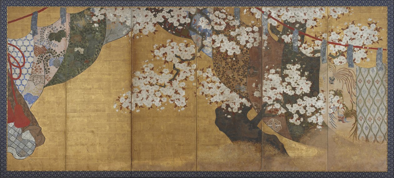 Wind-Screen and Cherry Tree, Screen by Japanese School