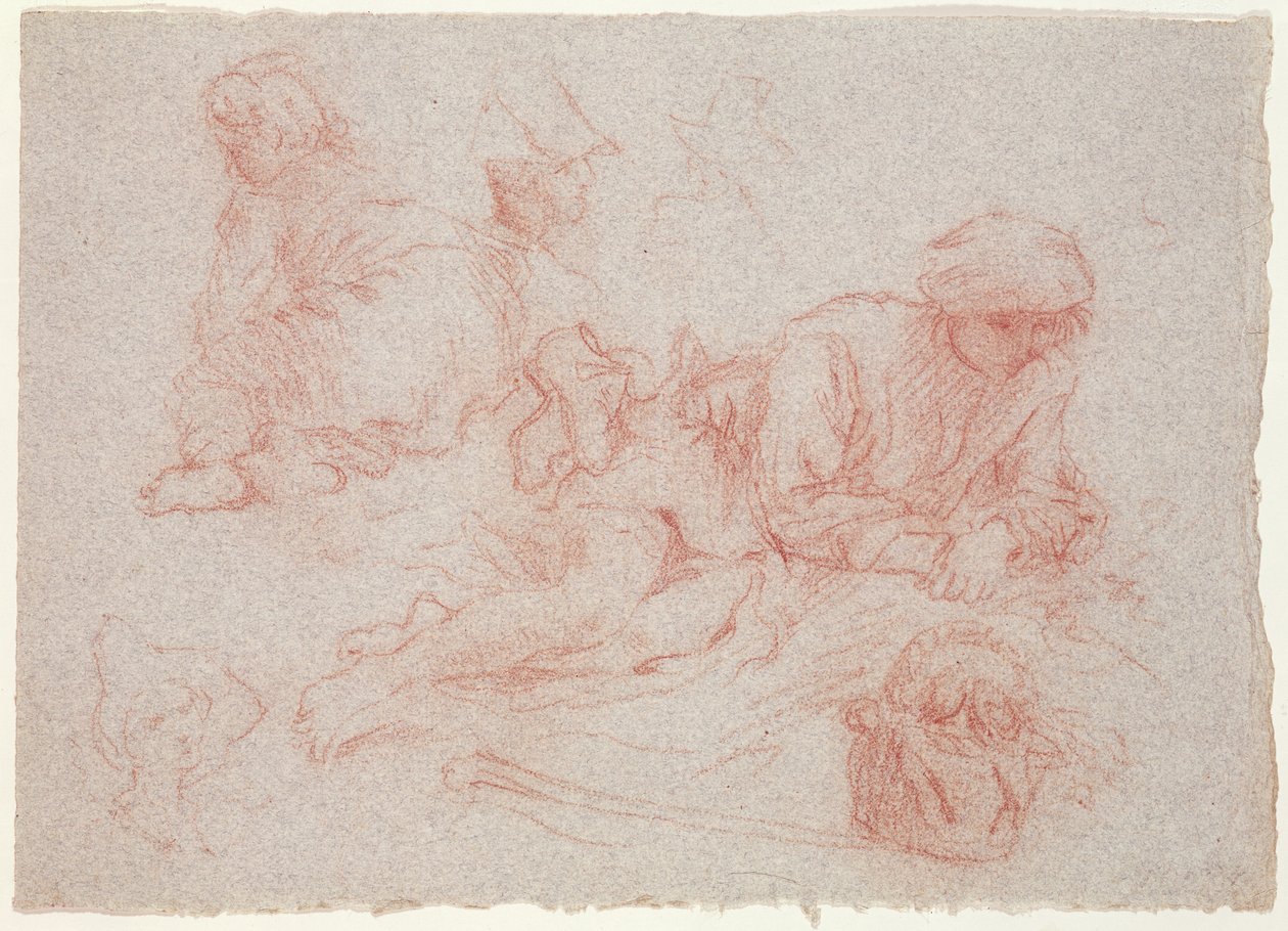 Study of a reclining man by Jean Antoine Watteau