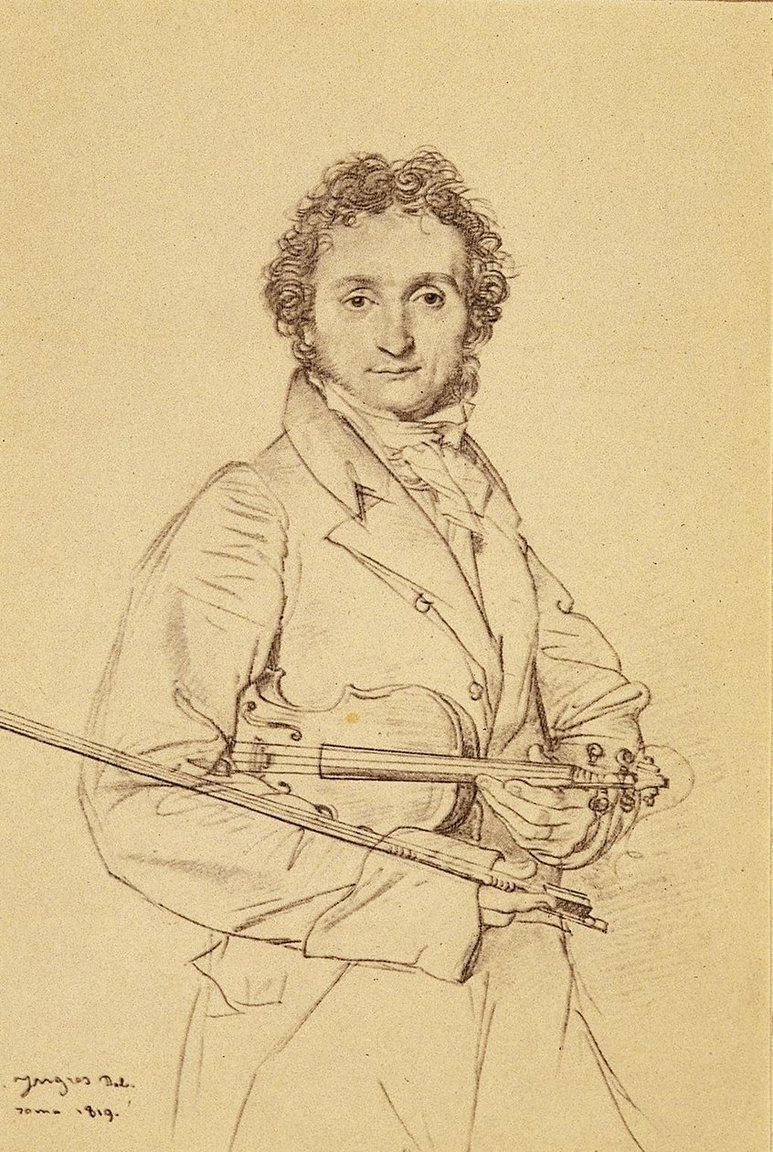 Portrait of Violinist Paganini by Jean Auguste Dominique Ingres