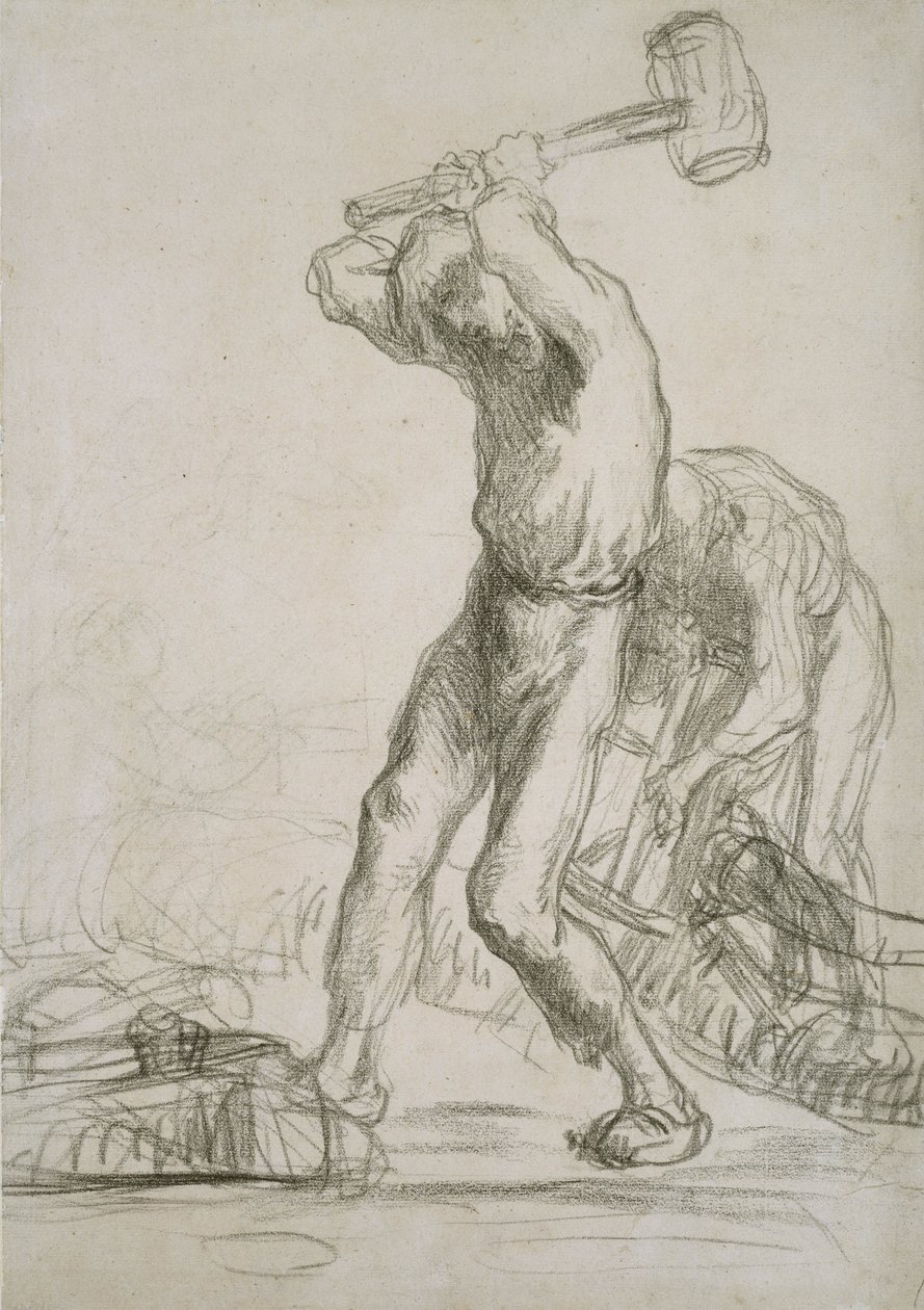 Two Peasants sawing and splitting Wood by Jean Francois Millet