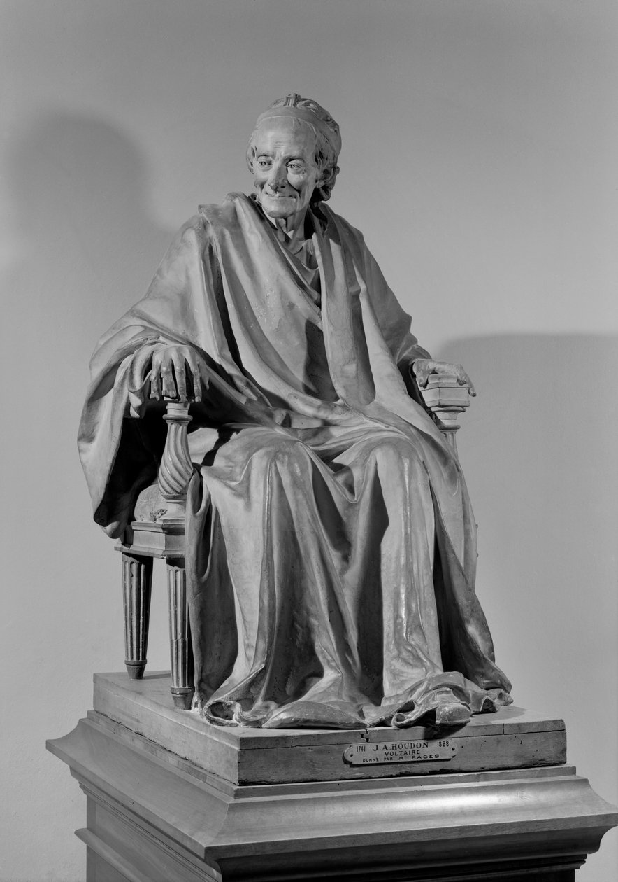 Seated Sculpture of Voltaire by Jean Antoine Houdon