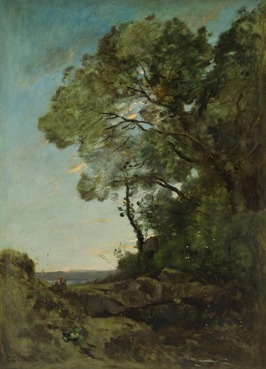 Tree Landscape (Evening) by Jean Baptiste Camille Corot